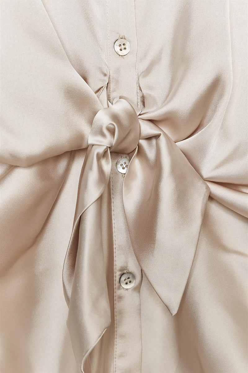 KNOTTED SATIN EFFECT SHIRT
