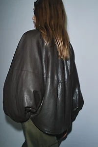 ZW COLLECTION FAUX LEATHER BOMBER JACKET