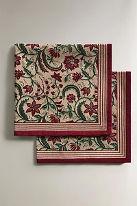 SET OF FRAMED FLORAL COTTON CHRISTMAS NAPKINS (SET OF 2)
