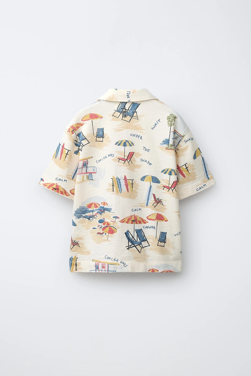 BEACH CHAIR PRINT SPREAD COLLAR SHIRT