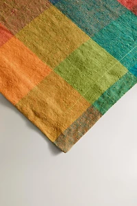 MULTICOLORED CHECK LINEN TABLECLOTH