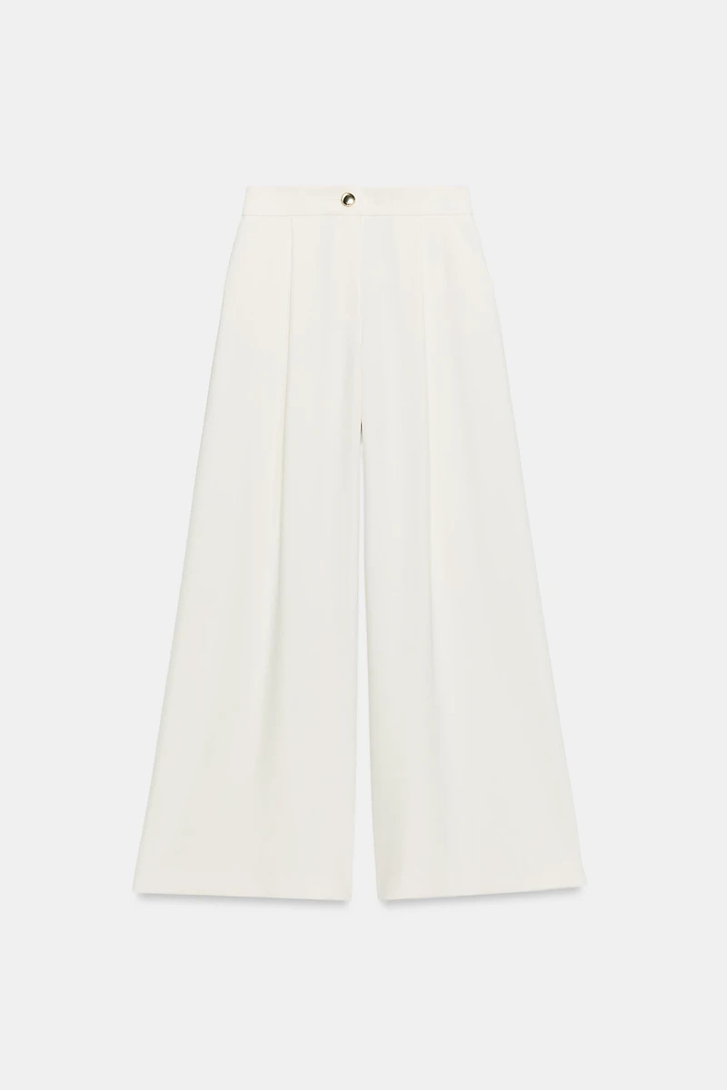 PANTALON PALAZZO À BOUTON DORÉ