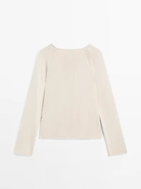 Purl knit cutwork sweater