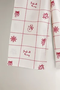 EMBROIDERED CHECK CHRISTMAS PANTS