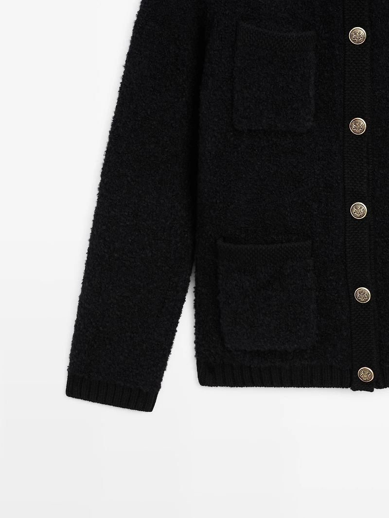 Wool blend cardigan with gold buttons