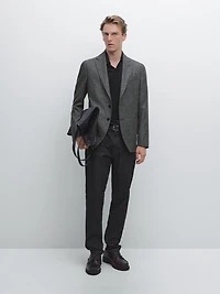 Blazer à carreaux texturé en laine mélangée