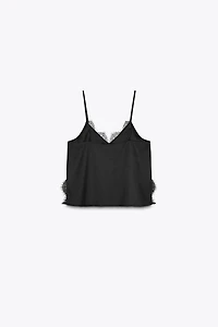 SATIN EFFECT LACE TOP