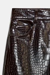 STRAIGHT-LEG FAUX LEATHER ANIMAL EMBOSSED PANTS