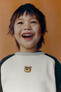 COLOR BLOCK BEAR SWEATSHIRT AND JOGGER PANTS SET