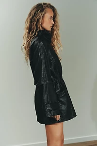 ADJUSTABLE WAIST LEATHER JACKET