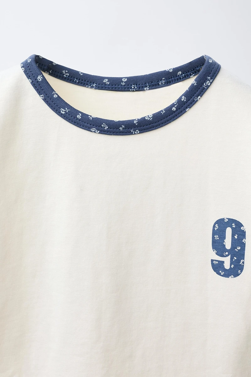 TEXT AND FLORAL PRINT T-SHIRT