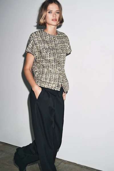 TEXTURED BUTTON VEST ZW COLLECTION