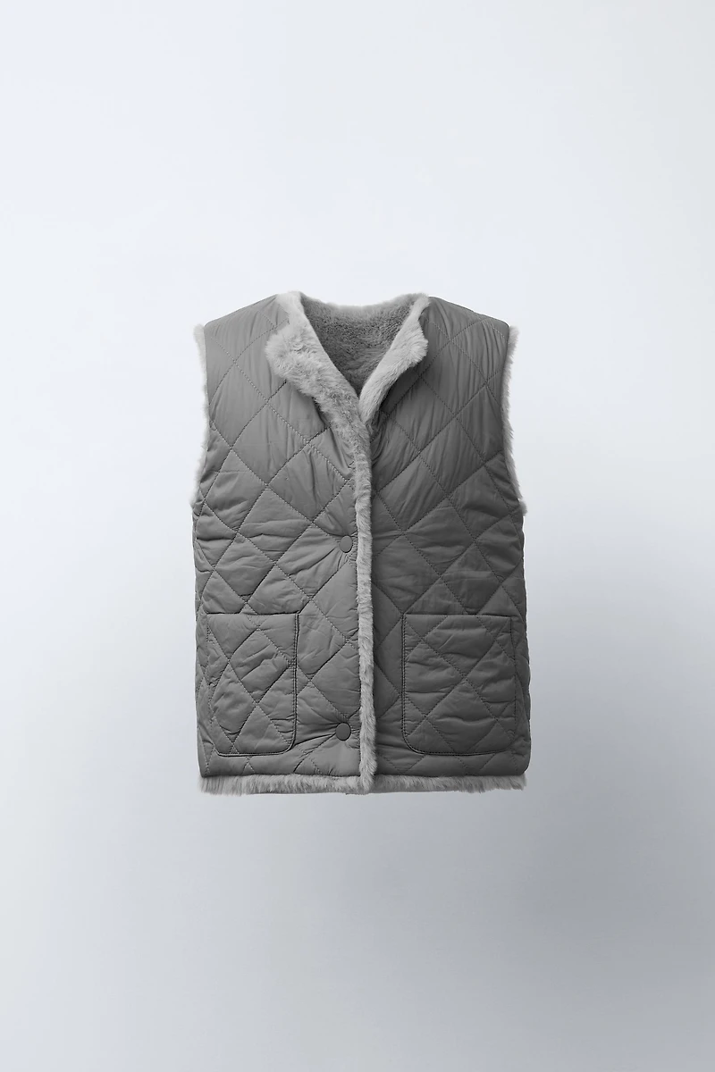 GILET RÉVERSIBLE EFFET FOURRURE