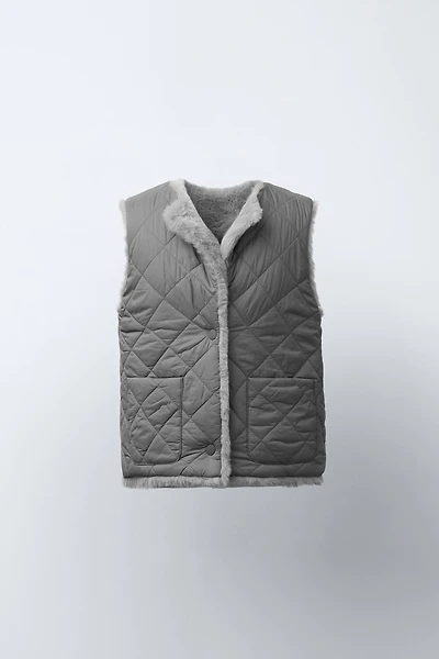 GILET RÉVERSIBLE EFFET FOURRURE