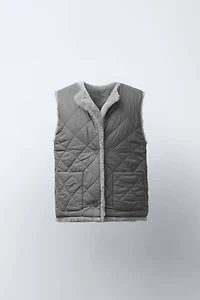 GILET RÉVERSIBLE EFFET FOURRURE
