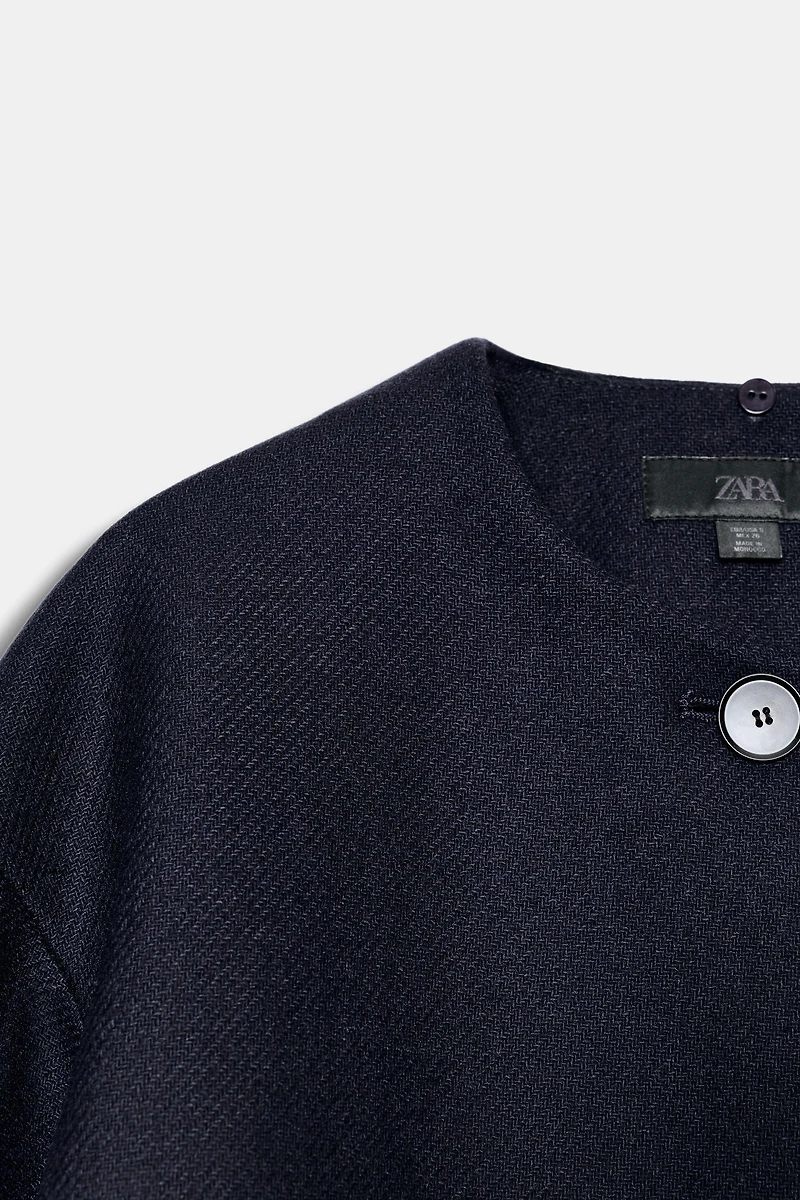 WOOL BLEND SHORT COAT WITH SCARF