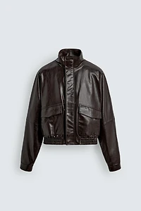 BLOUSON COURT MATIÈRE SYNTHÉTIQUE