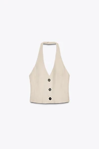 LINEN HALTER TOP