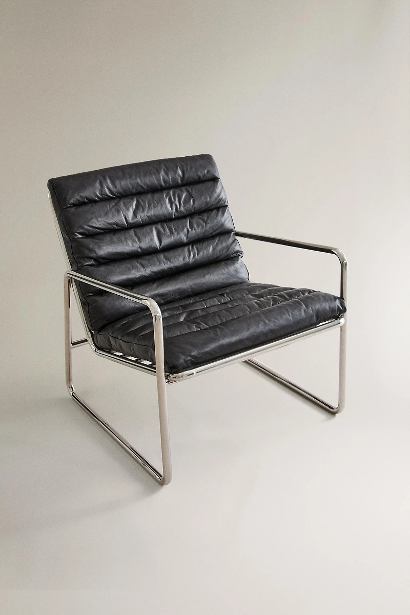 METAL AND LEATHER ARMCHAIR