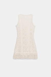 FRINGED CROCHET SHORT DRESS