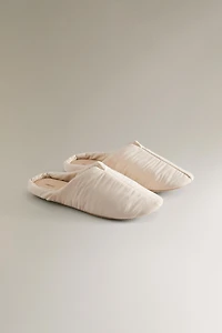 MULE SLIPPERS WITH LEATHER SOLE