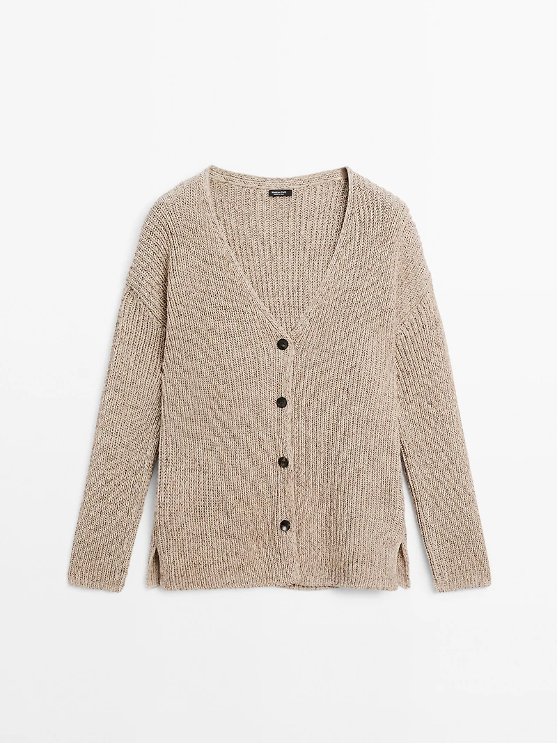 Flecked knit cardigan