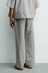 STRIPED COTTON LINEN PANTS