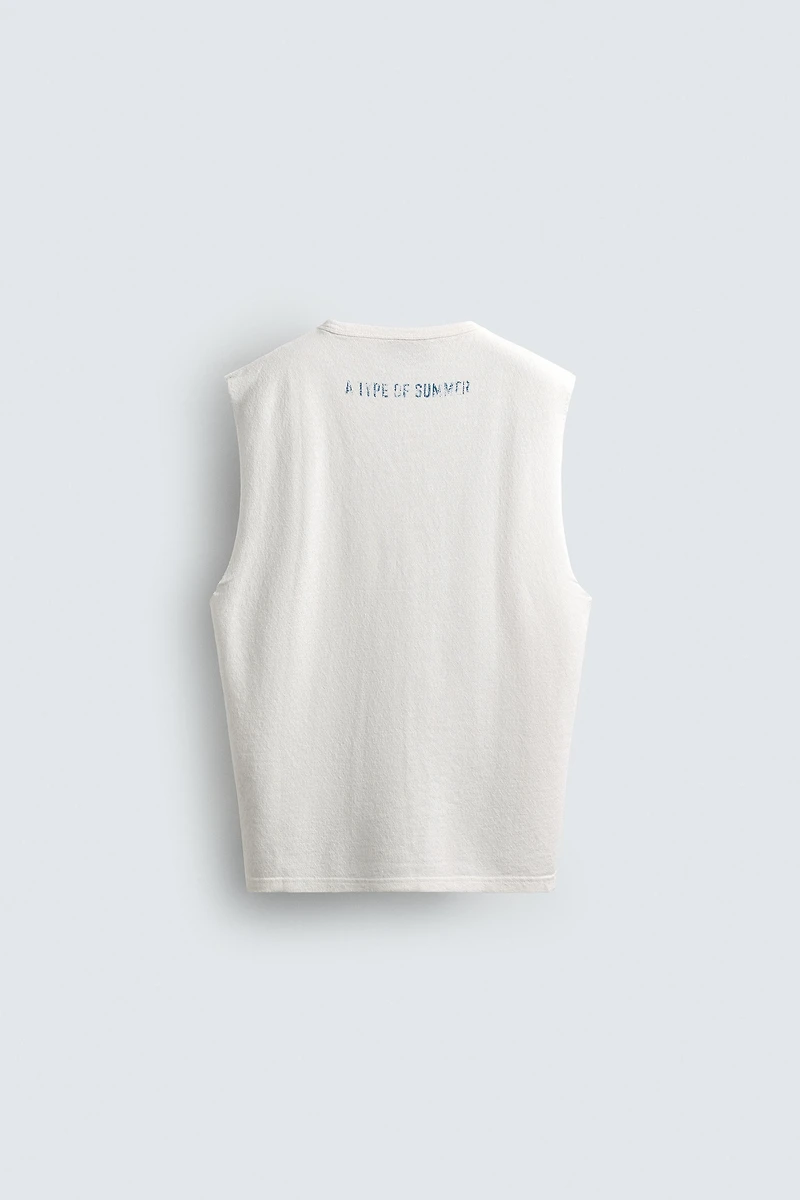 WASHED KNIT PRINTED TANK TOP