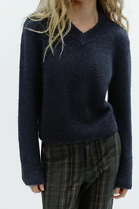 WOOL AND ALPACA BLEND JUMPER WITH V-NECK