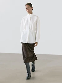 Chemisier à col montant avec ruban