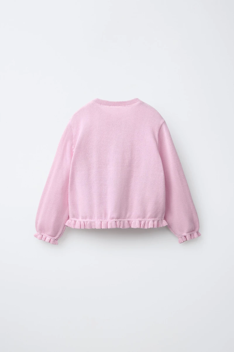 RUFFLED KNIT CARDIGAN
