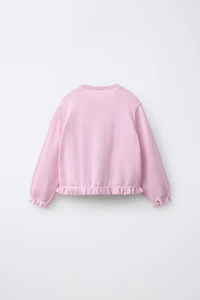 RUFFLED KNIT CARDIGAN