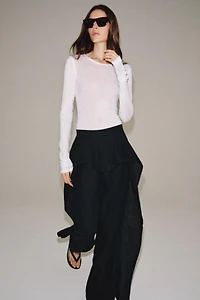 100% LINEN RUFFLE TROUSERS ZW COLLECTION