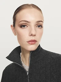 Pull col montant fermeture Éclair 100 % cachemire