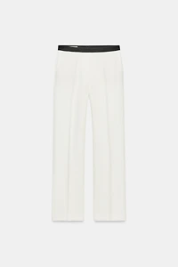 CONTRAST WAIST STRAIGHT PANTS