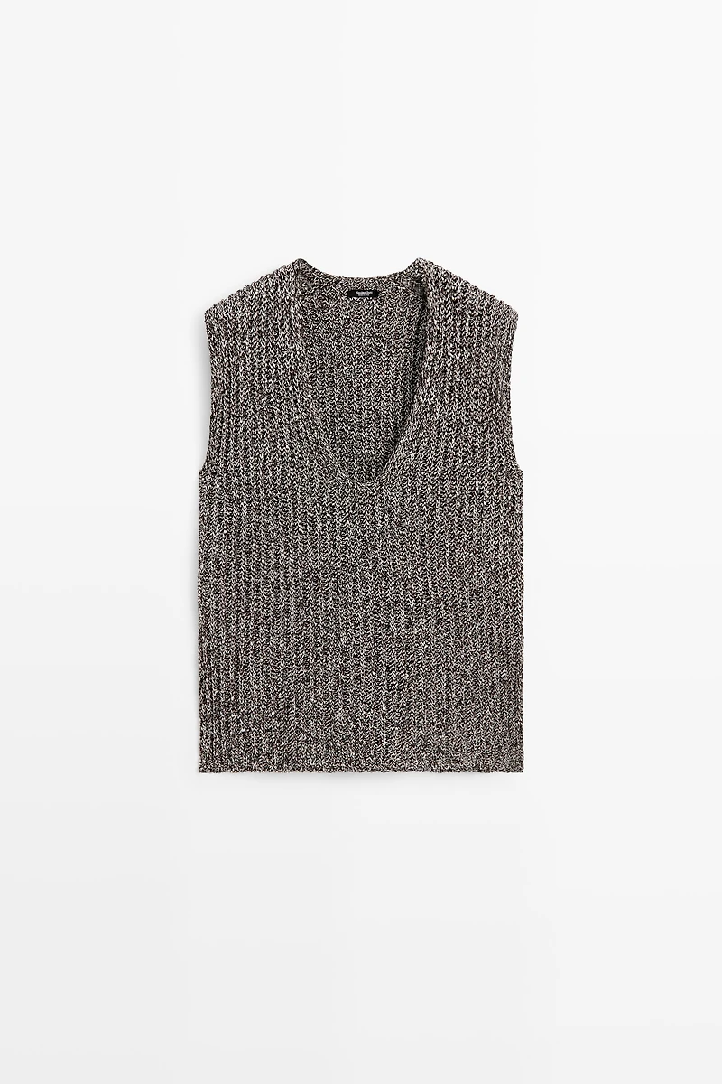 Cotton blend heathered knit top