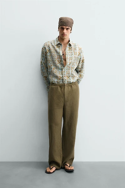 100% LINEN RELAXED FIT PANTS