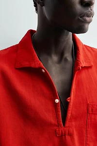 COTTON - LINEN POLO SHIRT