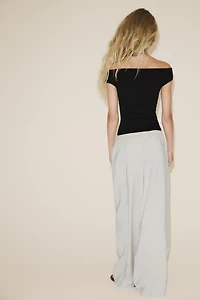 TOP COL BATEAU EN MAILLE UNIE