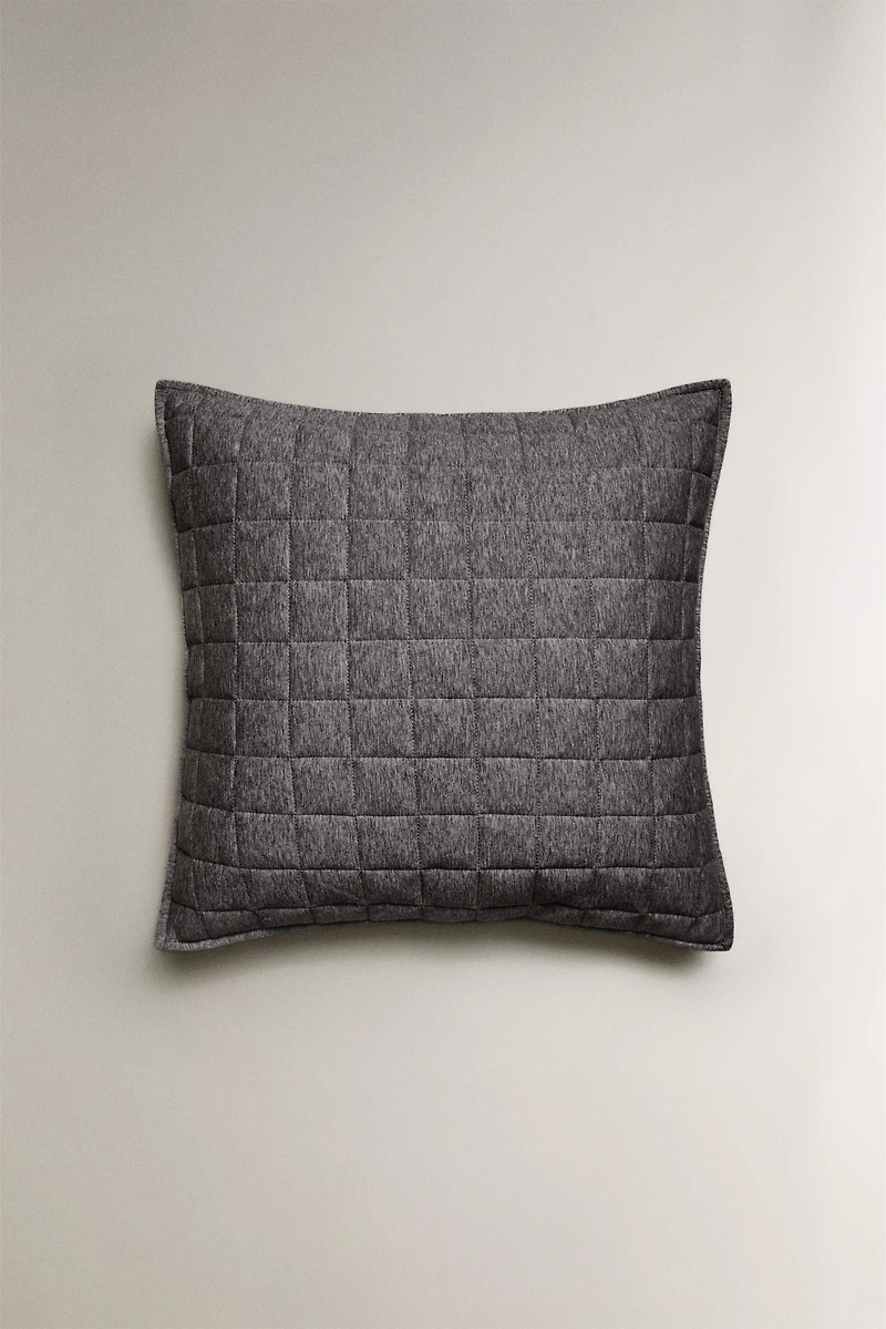 GRAY MARL SWEATER QUILT CUSHION COVER