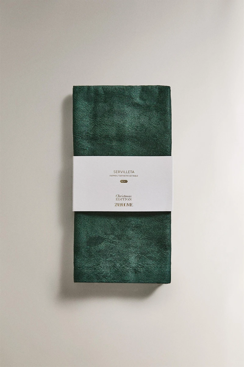 SET OF JACQUARD CHRISTMAS BRANCH NAPKINS (SET 2)