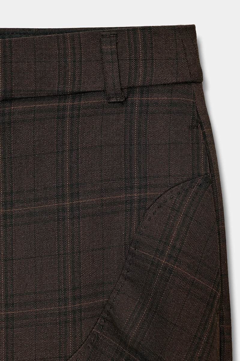 PLAID SEAMED PANTS