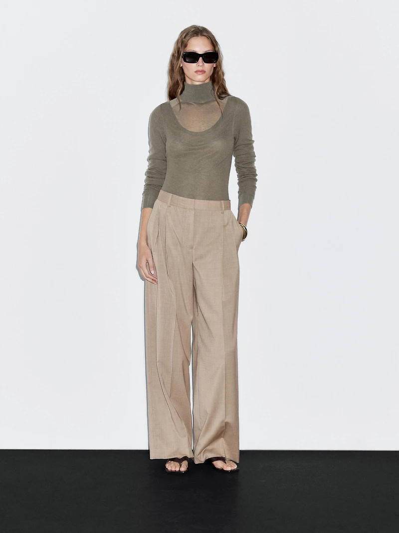 100% wool darted trousers