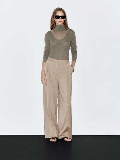100% wool darted trousers