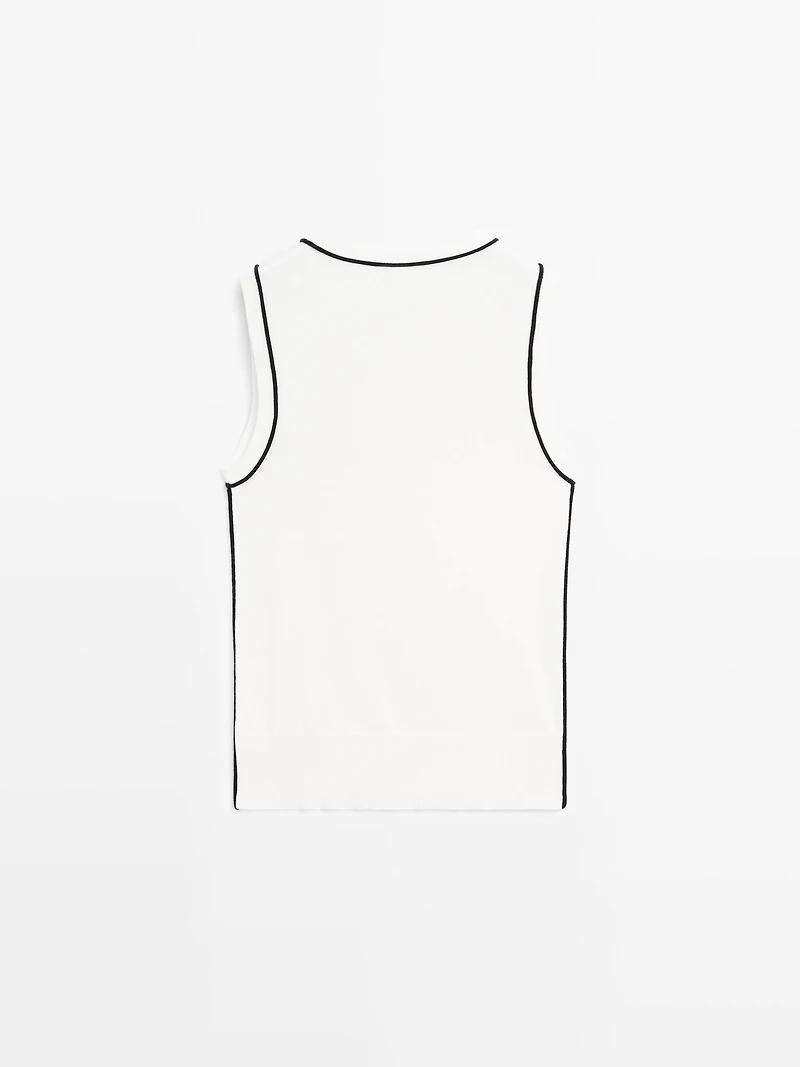 Knit top with contrast detail