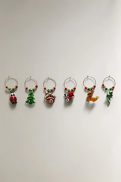 LOT DE MARQUE-VERRES DE NOËL EN VERRE (LOT DE 6)