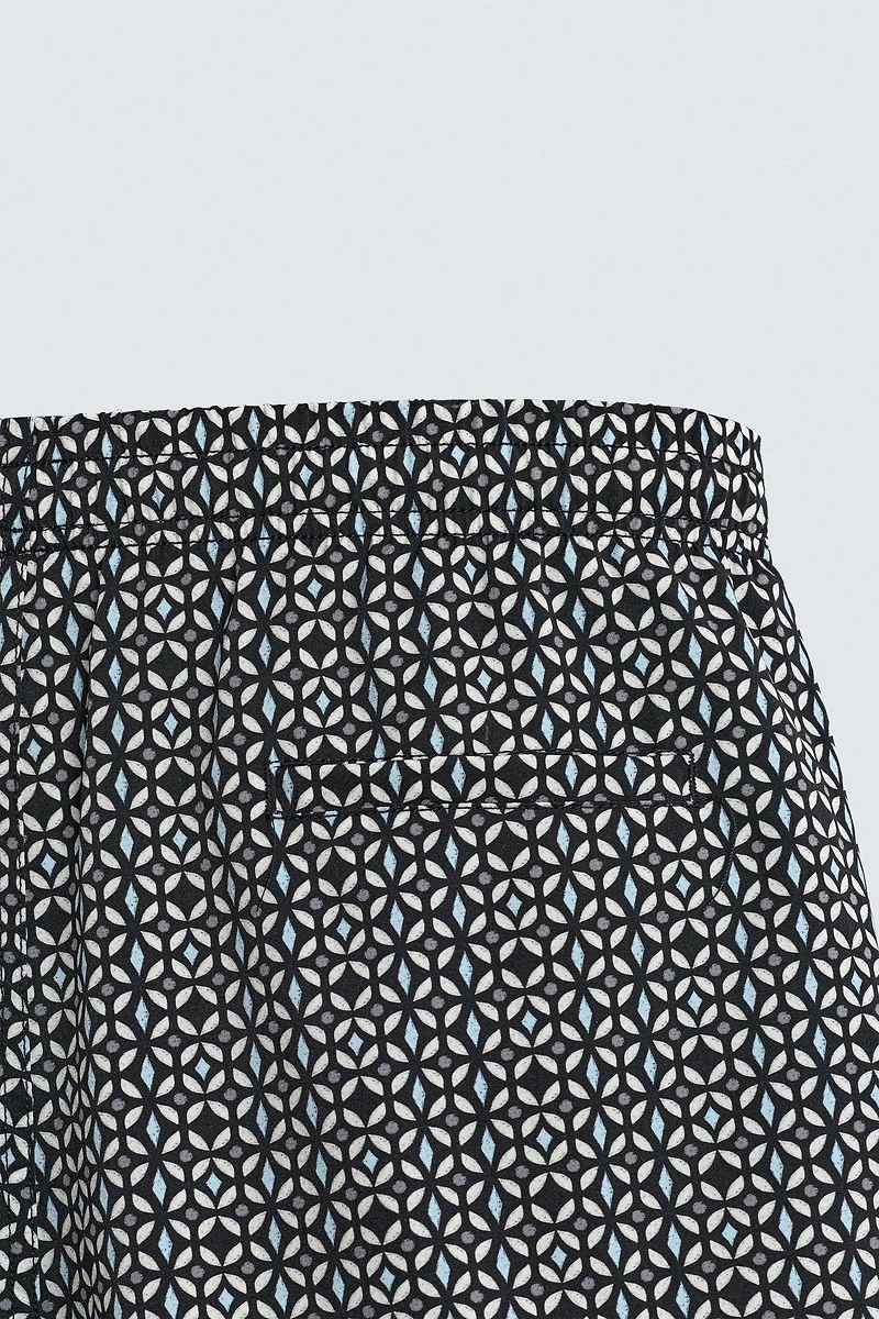 GEOMETRIC PRINT SHORT SWIMSUIT