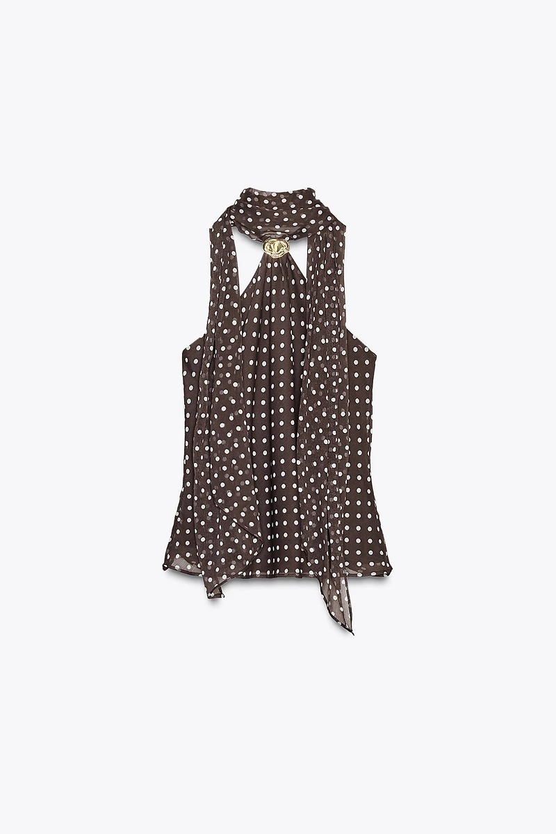 TOP HALTER À POIS ET DÉTAILS