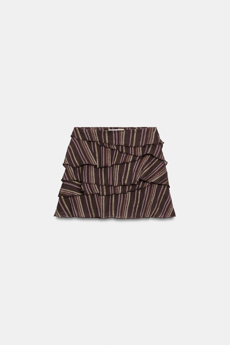 METALLIC THREAD STRIPED SKORT