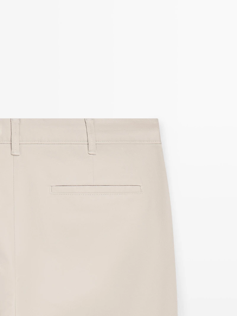 Cotton blend slim fit pants